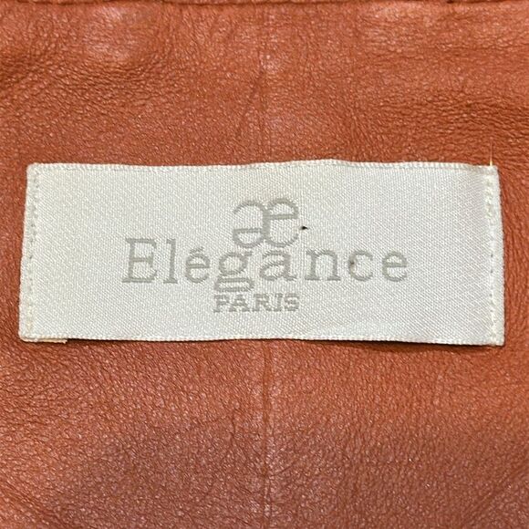 Elegance Paris women’s brown cognac leather jacket size US 2 - Picture 8 of 16